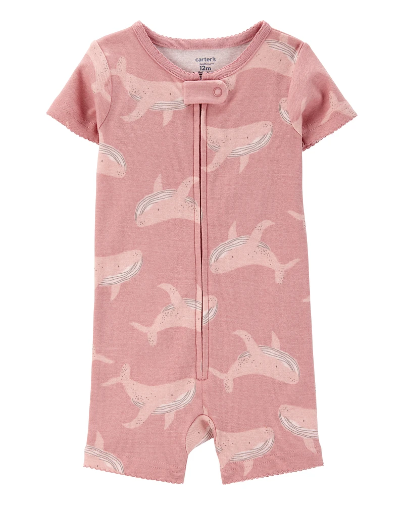 Baby Whale Print Snug Fit Cotton -Piece Pyjamas