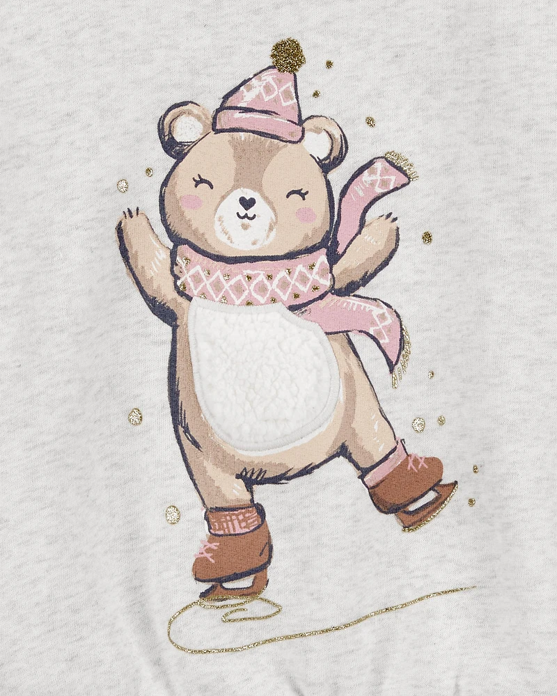 Baby Ice Skating Bear Fleece Sweatshirt