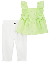 2-Piece Eyelet Top & Pant Set