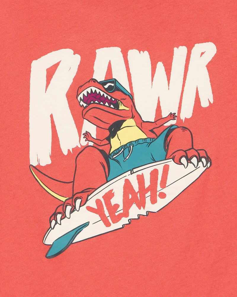 Kid Dinosaur Skateboard Graphic Tee