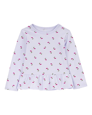 Toddler Cherry Print Peplum Top