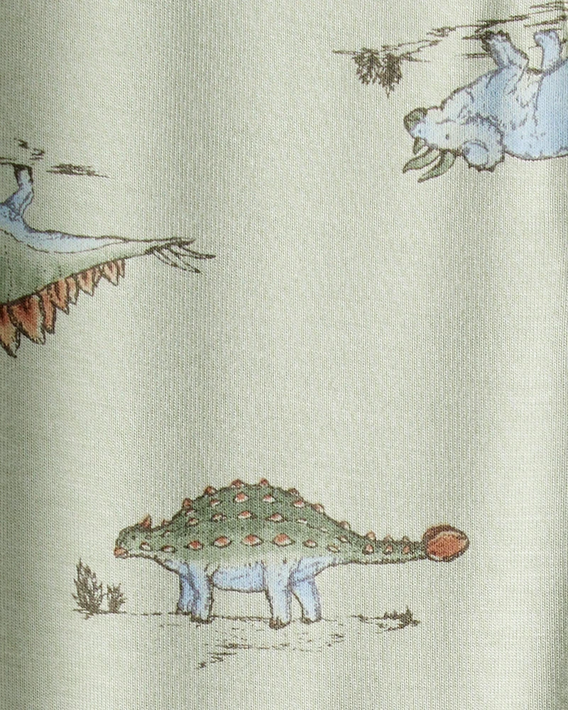 Baby Boy Dinosaur Print PurelySoft Long-Sleeve Sleeper - Green
