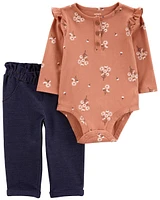 Baby 2-Piece Floral Bodysuit Pant Set