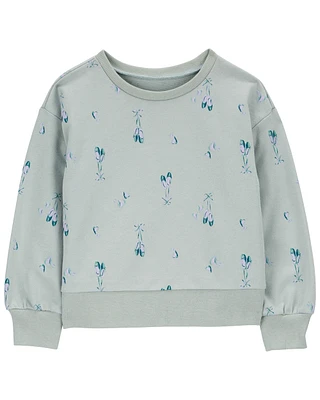 Toddler Floral Crew Neck Cotton Pullover