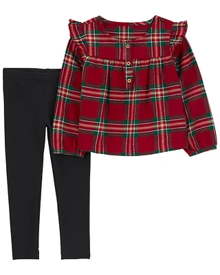 Baby 2-Piece Holiday Flannel Top & Stretch Legging Set