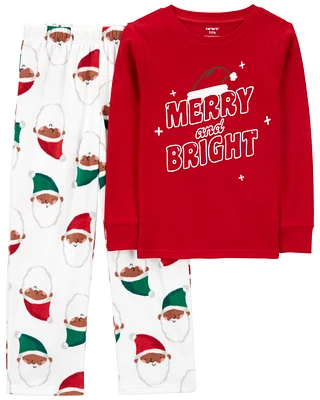 Kid 2-Piece Santa Fleece & Cotton Pyjamas