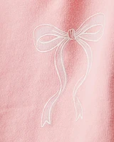 Baby Girl Bow French Terry Long-Sleeve Top & Skirt Set - Pink