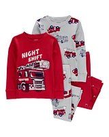 Baby 4-Piece Firetruck 100% Snug Fit Cotton Pyjamas