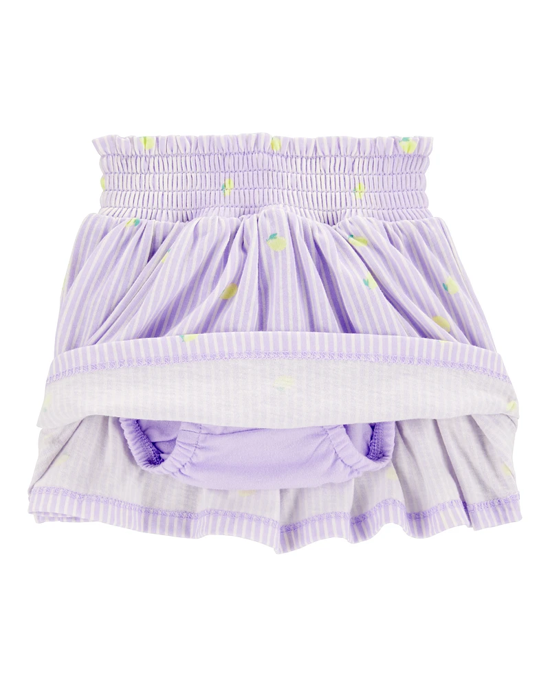 Baby Striped Lemon Print Skort - Purple