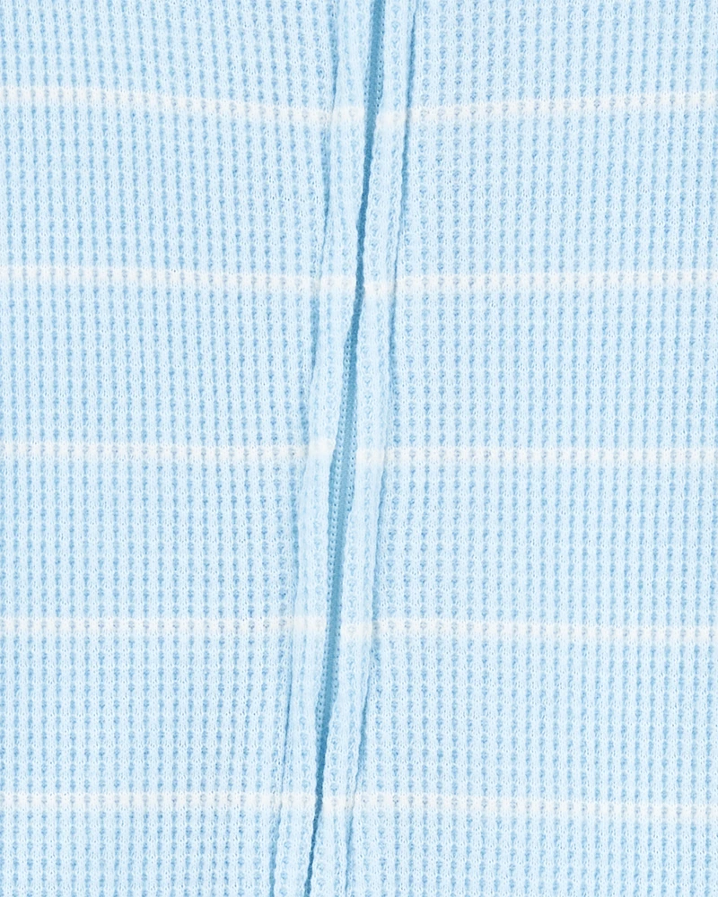 Baby Boy Striped Waffle Knit Footie 1-Piece Pyjamas - Blue