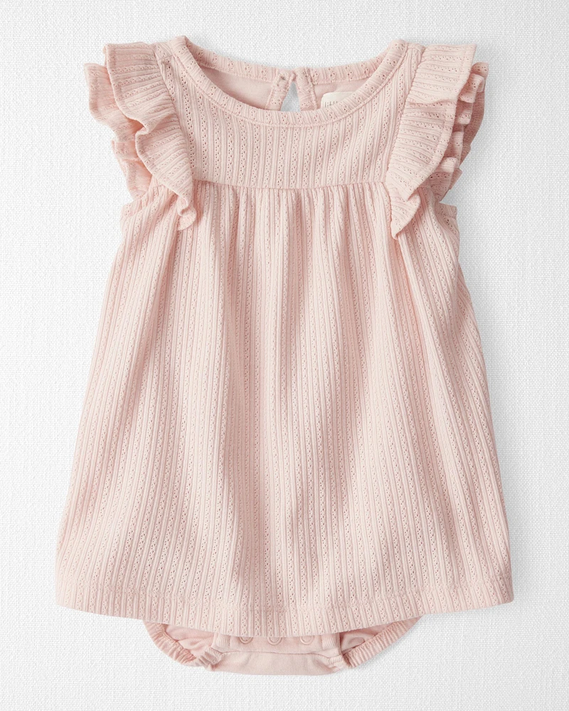 Baby Girl Pointelle Romper Made With Organic Cotton