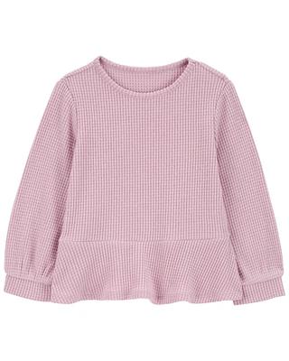 Toddler Waffle Knit Thermal Peplum Top