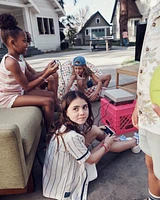 Kid Striped Baseball Button-Down Shirt