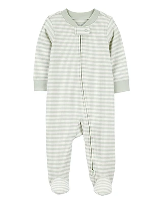 Baby Striped 2-Way Zip Ribbed Sleeper pyjamas