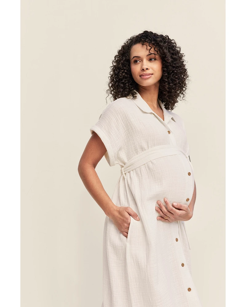 Adult Women's Maternity Midi Shirt Dress