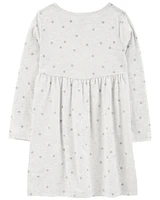 Kid Glitter Polka Dot Long-Sleeve Jersey Dress