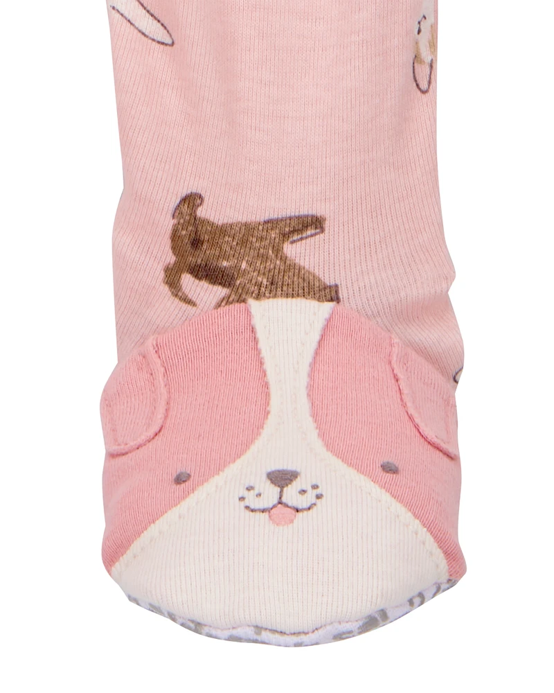 Toddler Girl 1-Piece Dog 100% Snug Fit Cotton Footie Pyjamas