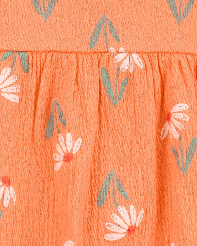 Baby Floral Tank Romper - Orange