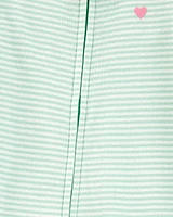 Baby Striped Snug Fit Cotton Footie 1-Piece Pyjamas - Green