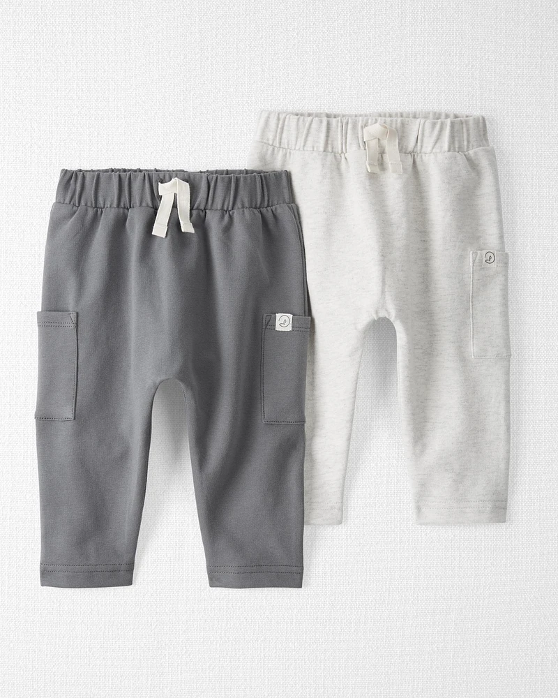 Baby 2-Pack Organic Cotton Pants Grey and Sweet Cream