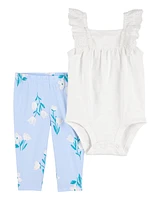 Baby 2-Piece Eyelet Flutter Bodysuit Pant Set