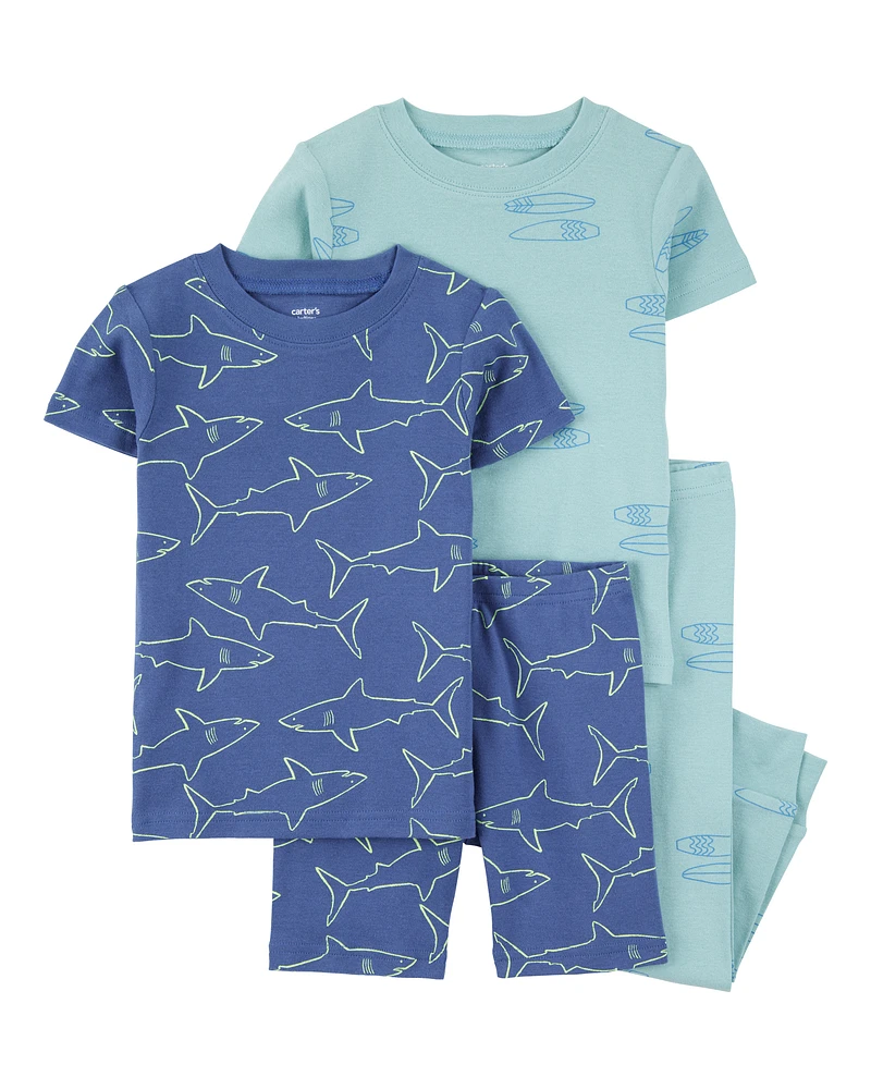 Toddler 4-Piece Shark Surfboard 100% Snug Fit Cotton Pyjamas
