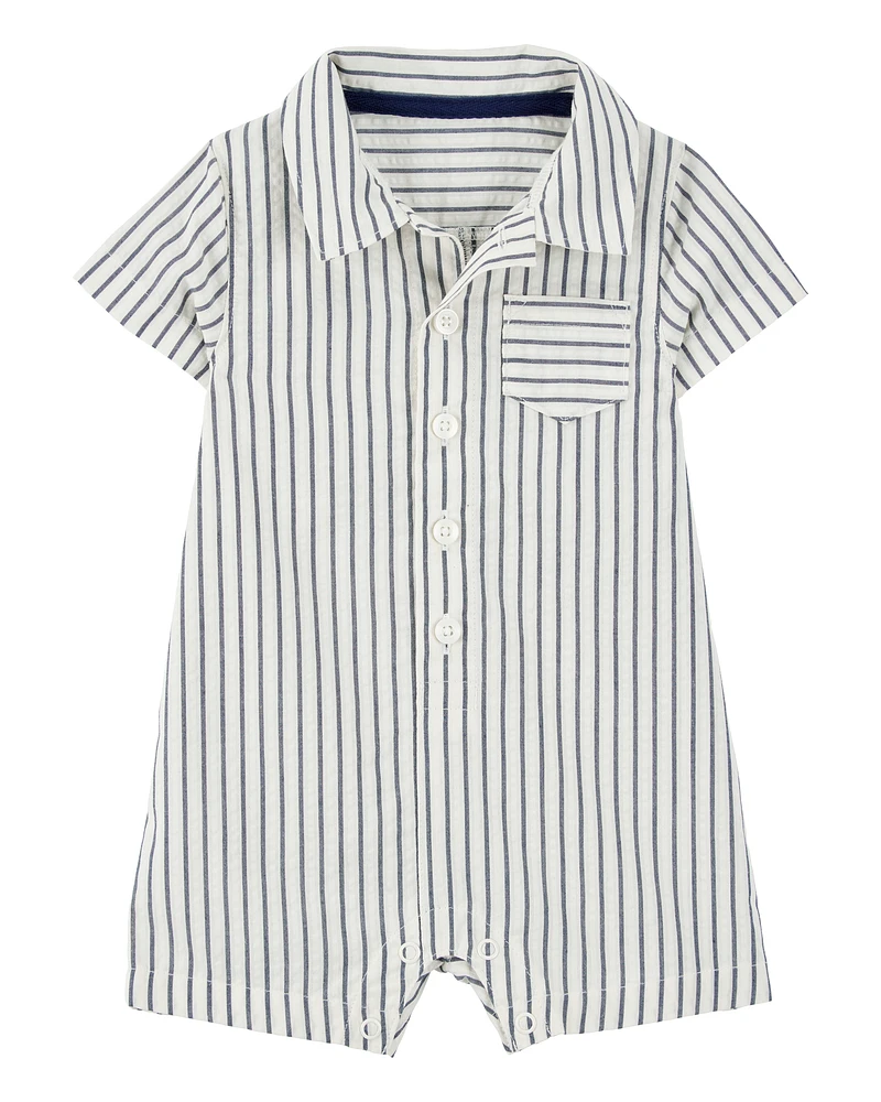 Baby Striped Polo Romper