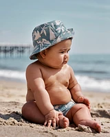 Baby 3-Piece "Beach Vibes" Rashguard Swim Trunk & Hat Set