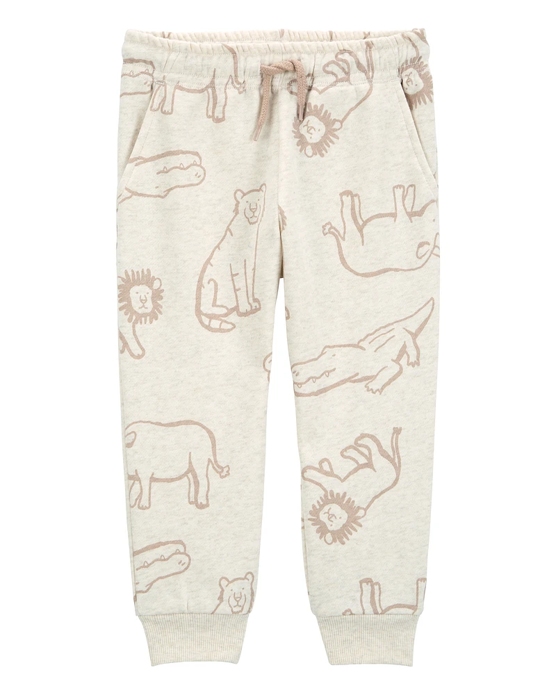 Baby Pull-On Animal Print Fleece Pants - Grey