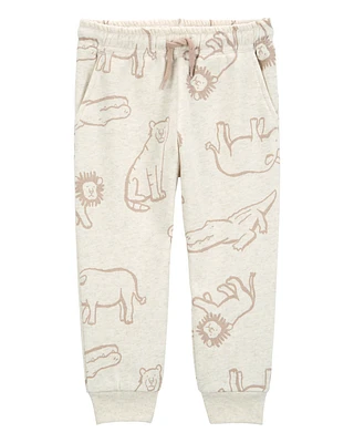 Baby Pull-On Animal Print Fleece Pants - Grey