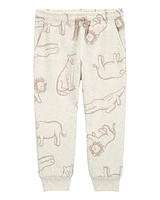 Baby Pull-On Animal Print Fleece Pants - Grey
