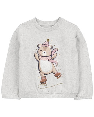 Ice Skating Bear Fleece Sweatshirt