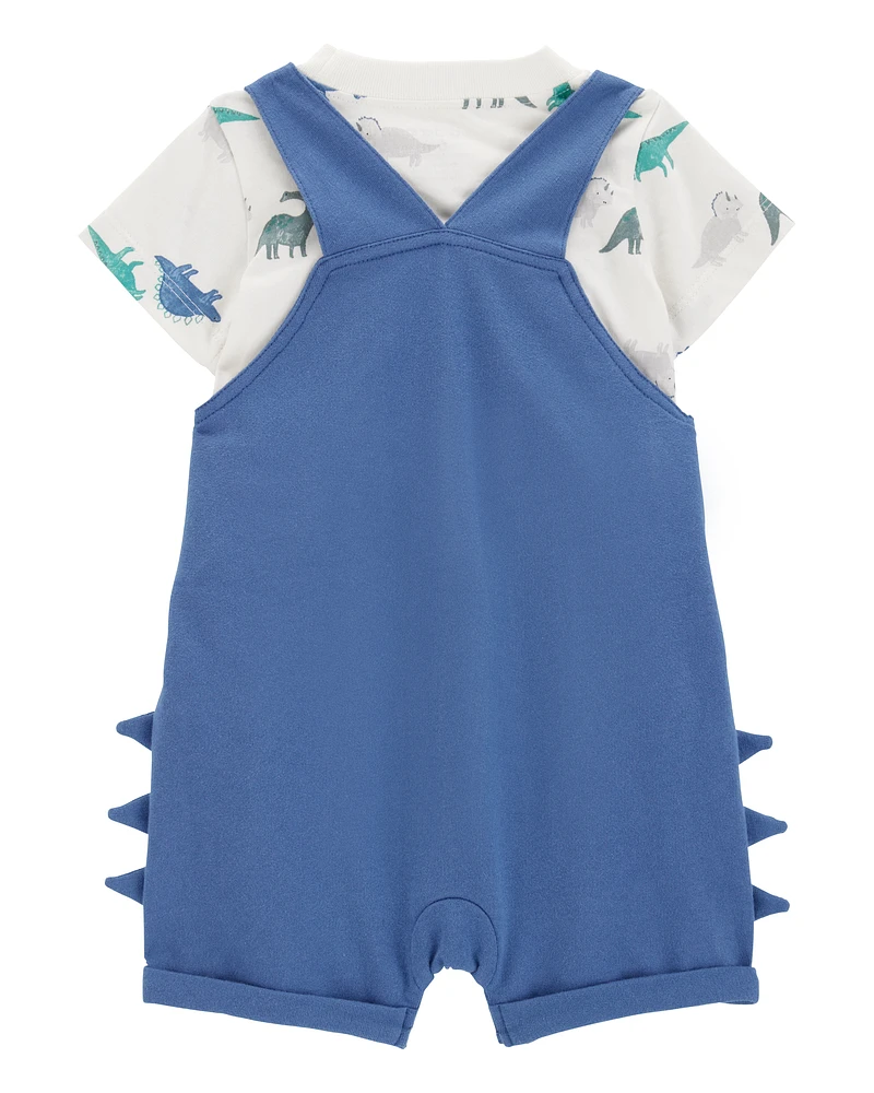 Baby 2-Piece Dinosaur Tee & Shortall Set - Navy