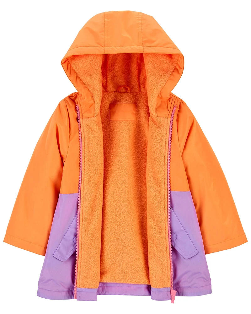 Toddler Fleece-Lined Colourblock Rain Jacket