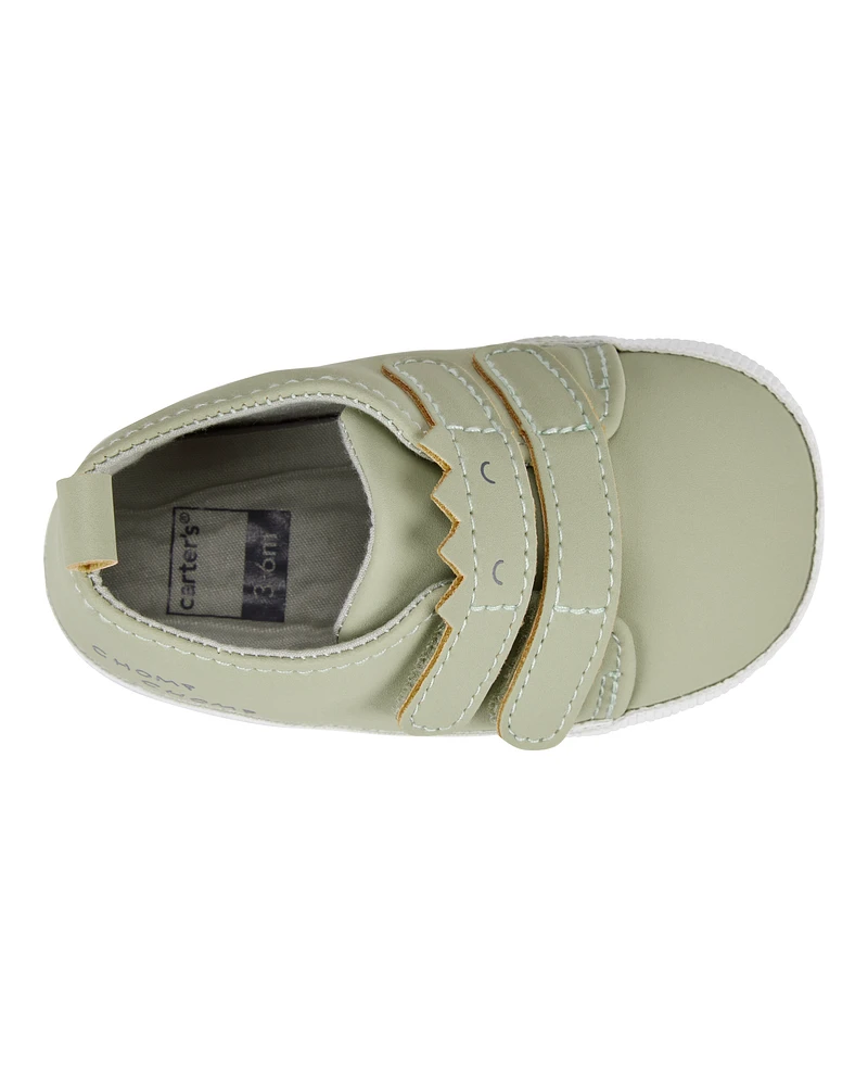 Baby Dinosaur Slip-On Shoes - Olive