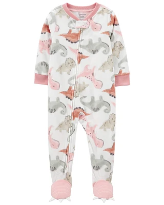 Toddler 1-Piece Dinosaur Fleece Footie Pyjamas