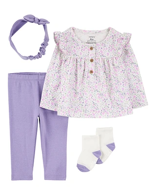 Baby 4-Piece Floral Outfit Set