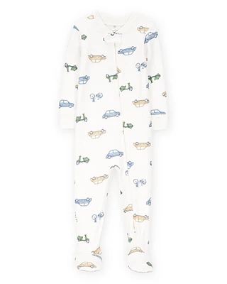 Baby Car Print PurelySoft Footie 1-Piece Pyjamas - Ivory
