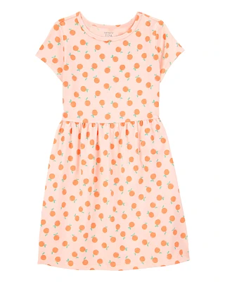 Kid Orange Print Short-Sleeve Dress