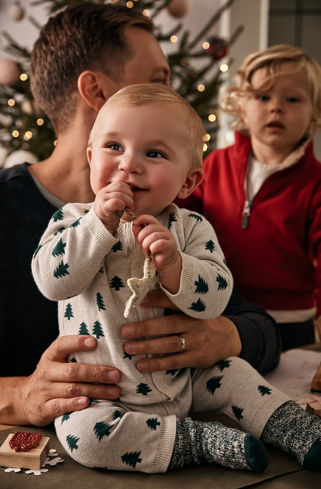 Baby Button-Down Sweater Jumpsuit