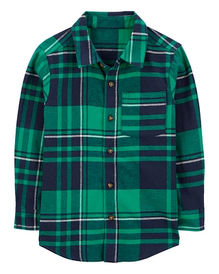 Kid Plaid Flannel Button-Down Shirt