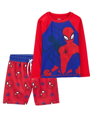 Kid 2-Piece Spider-Man Rashguard & Swim Trunk Set