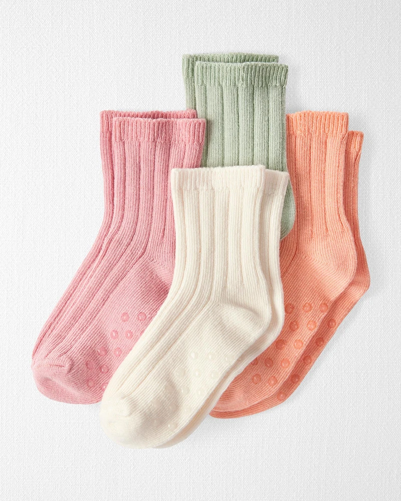 Toddler 4-Pack No-Slip Socks Made with Organic Cotton