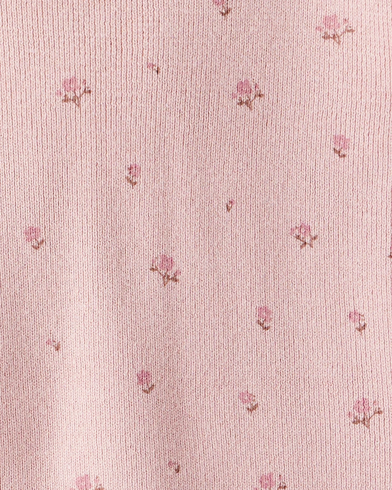 Toddler Girl 2-Piece Organic Cotton Sweater Knit Set Blush Petals Print