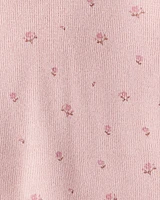 Toddler Girl 2-Piece Organic Cotton Sweater Knit Set Blush Petals Print
