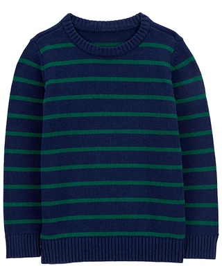 Kid Navy Green Striped Sweater