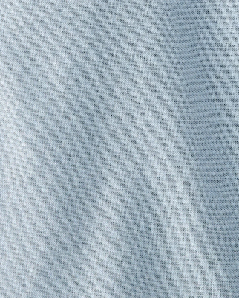 Baby Linen Romper Made with Organic Cotton-Blue