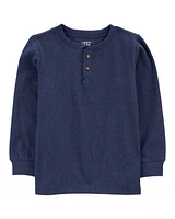 Kid Drop Needle Long-Sleeve Henley Tee