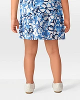 Toddler Floral Linen Look-alike Pull-On Skort - Blue