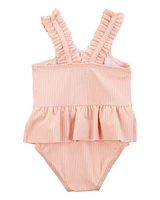 Baby 2-Piece Sun Hat & Ruffle 1-Piece Swimsuit Set